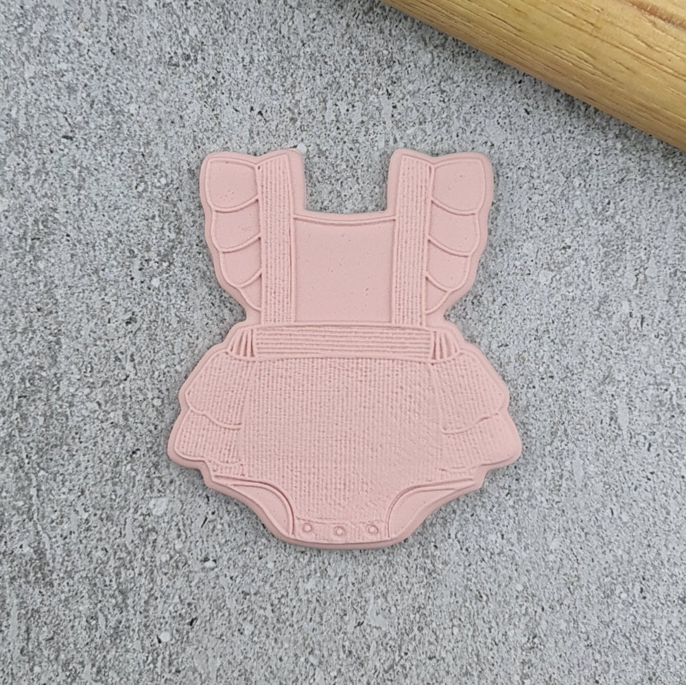 Custom Cookie Cutter - Baby Frilly Romper Cutter and Debosser Set.