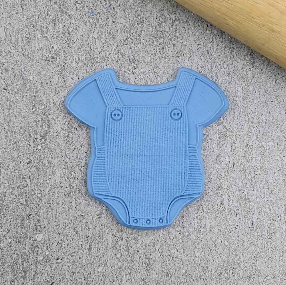 Custom Cookie Cutter - Baby Overalls Romper Cutter and Debosser Set.