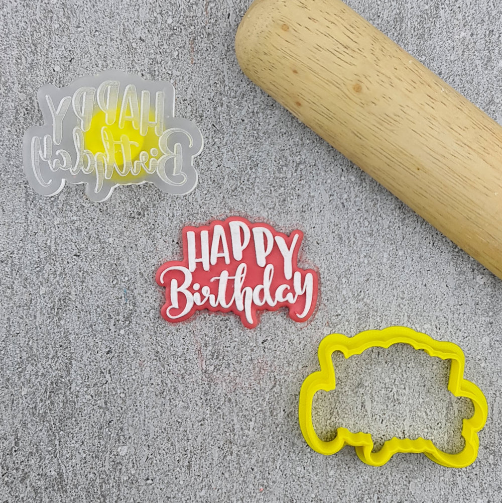 Custom Cookie Cutters Mini Happy Birthday Debosser and Cutter Set.