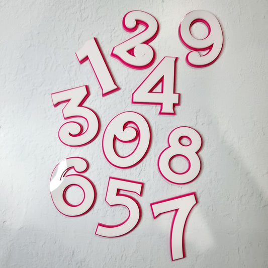 Acrylic Number Fropper - Barbie Hot Pink and White