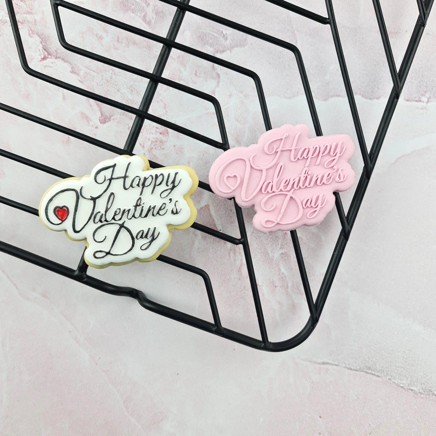 Custom Cookie Cutter - Mini Happy Valentine's Day Cutter & Debosser Set.