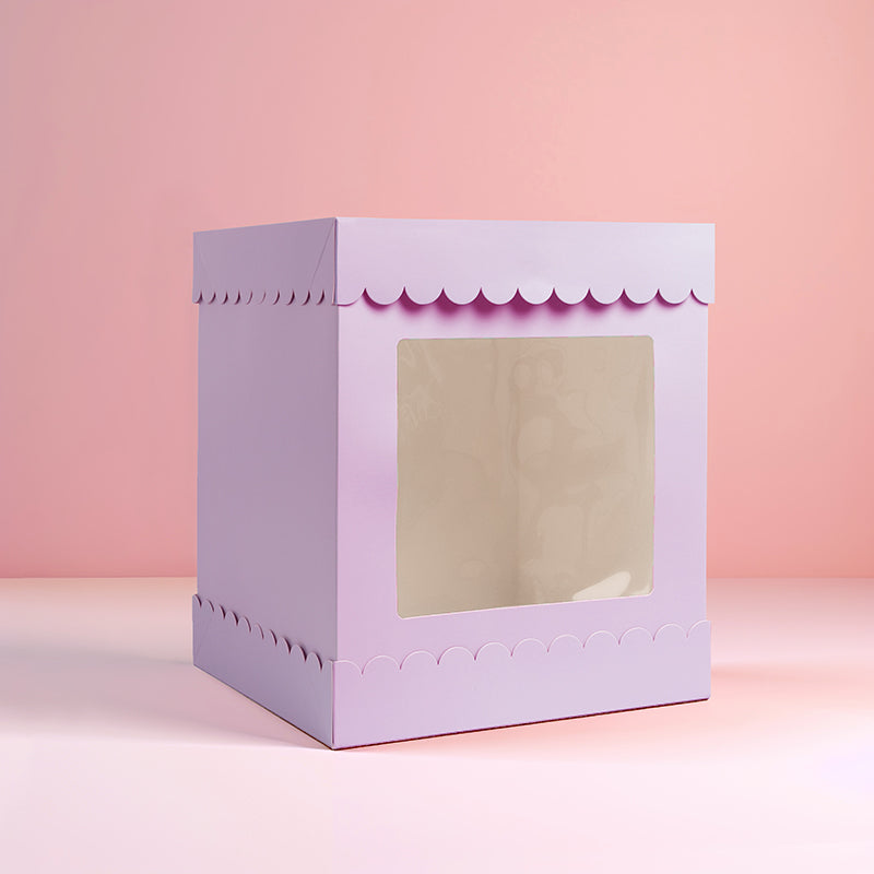 10" X 10" X 12" Scalloped Cake Box - Assorted Colours