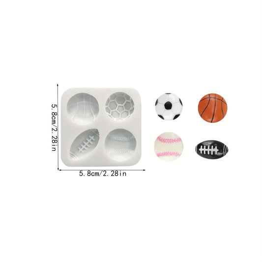 Silicone Mould - 4PC Sports Ball Set - S516