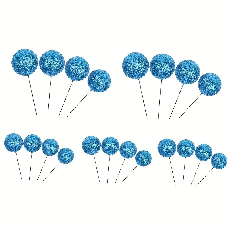 30PC Ball Topper - Blue Glitter