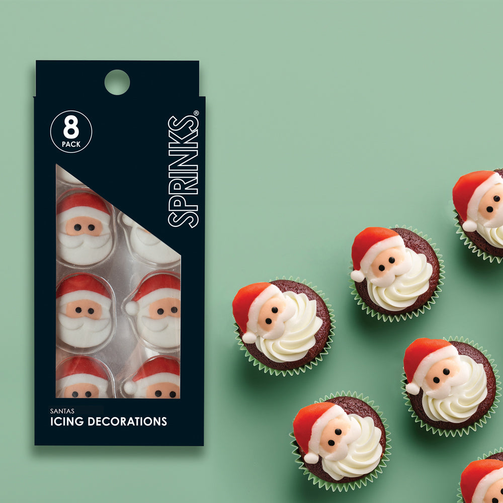 8PK Sprinks Icing Decorations - Santas