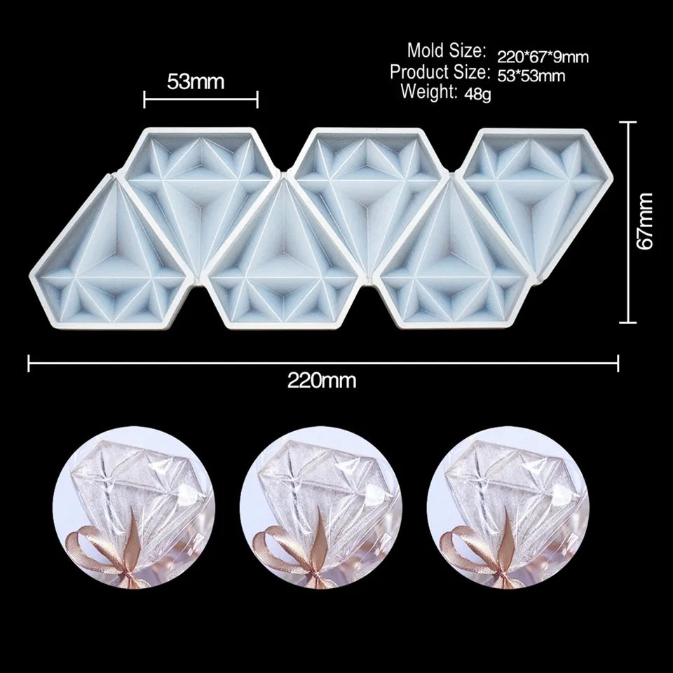 Silicone Mould - 6pc Diamonds Lollipop Silicone Mould - S539