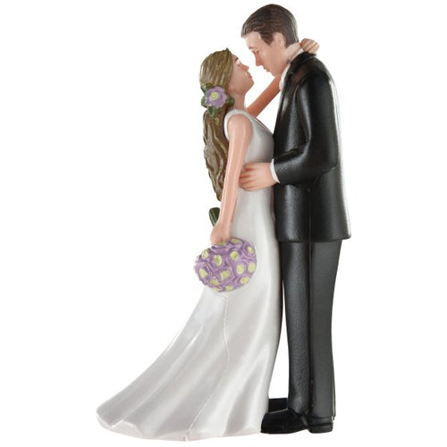 Cake Topper Bride & Groom with Bouquet Plastic