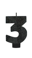 Candle Numeral Glitter Black - Assorted Numbers