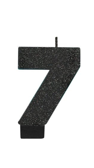 Candle Numeral Glitter Black - Assorted Numbers