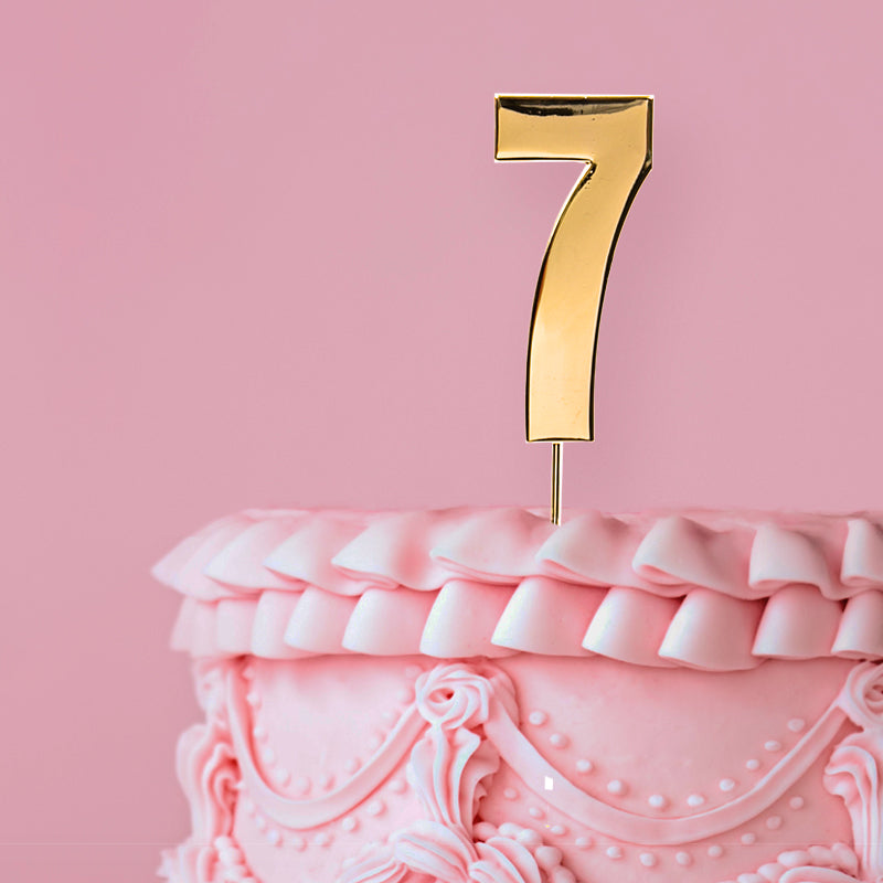 Metal Gold Number Cake Topper Bold - 7