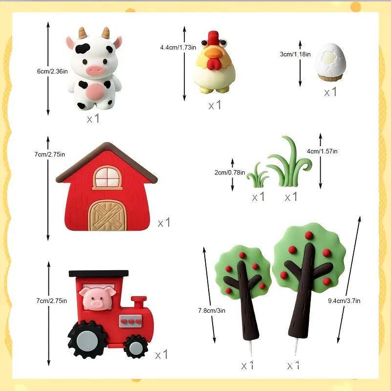 9PC Farm Animal Cake Decorating Set