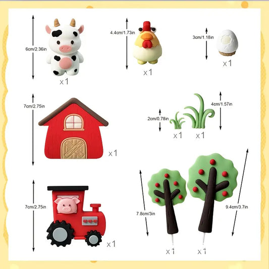 9PC Farm Animal Cake Decorating Set