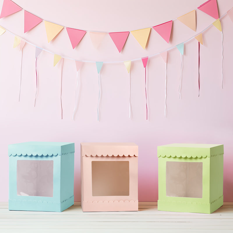 10" X 10" X 12" Scalloped Cake Box - Assorted Colours