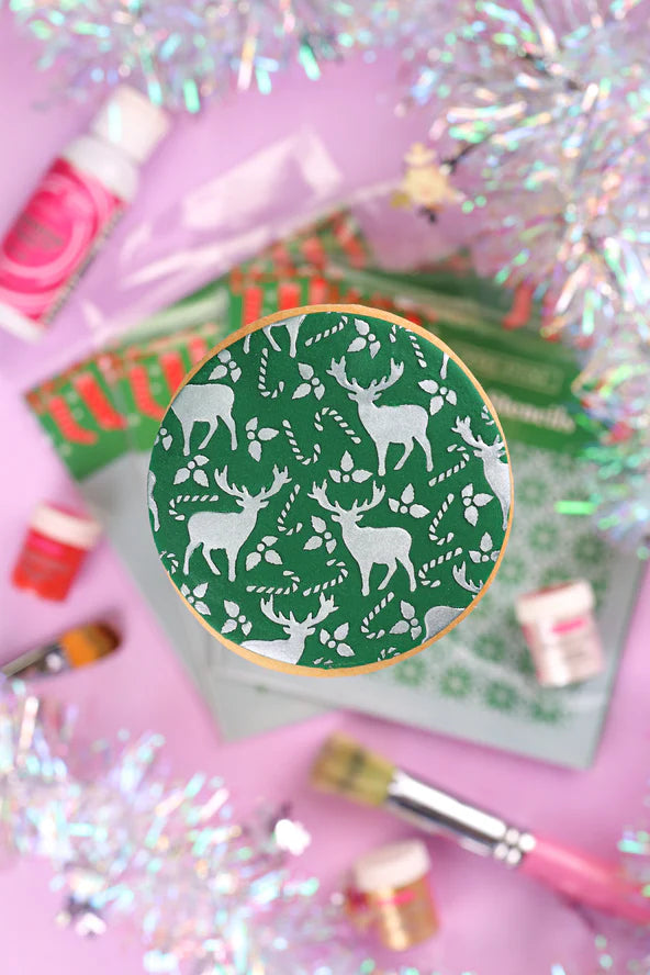 Sweet Sticks Stencil - Christmas Holly Reindeer.