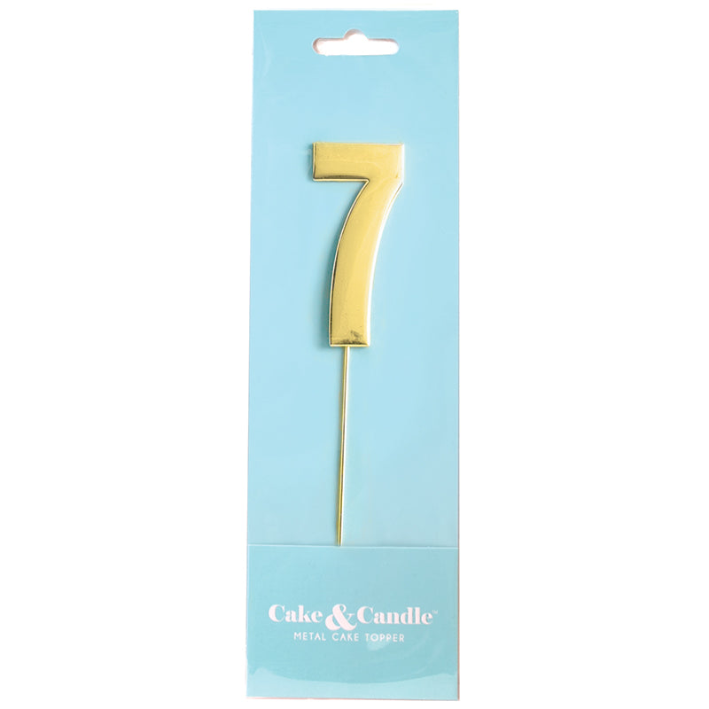 Metal Gold Number Cake Topper Bold - 7