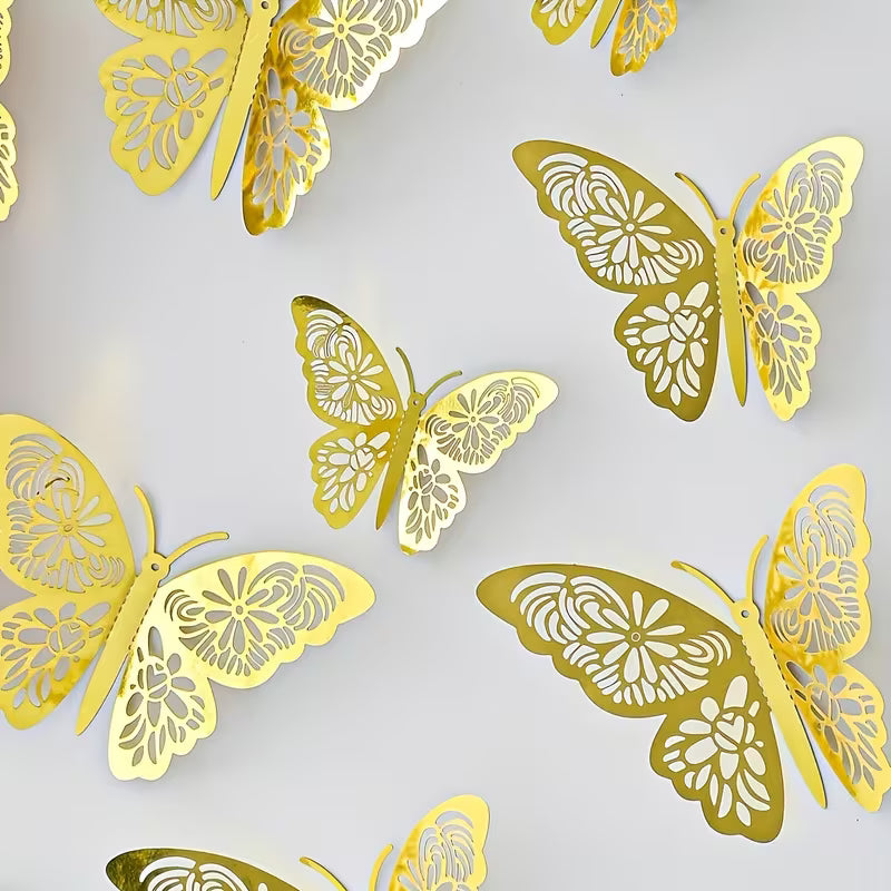 3D Butterfly Decoration 12Pk - Assorted Colours