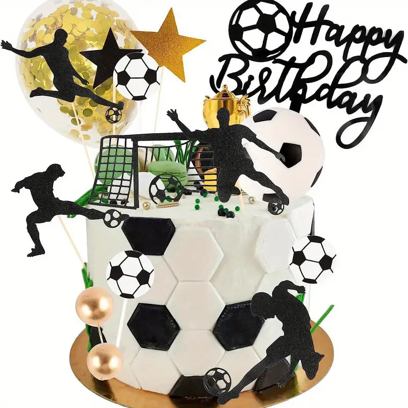 34PC Soccer Cake Topper Kit