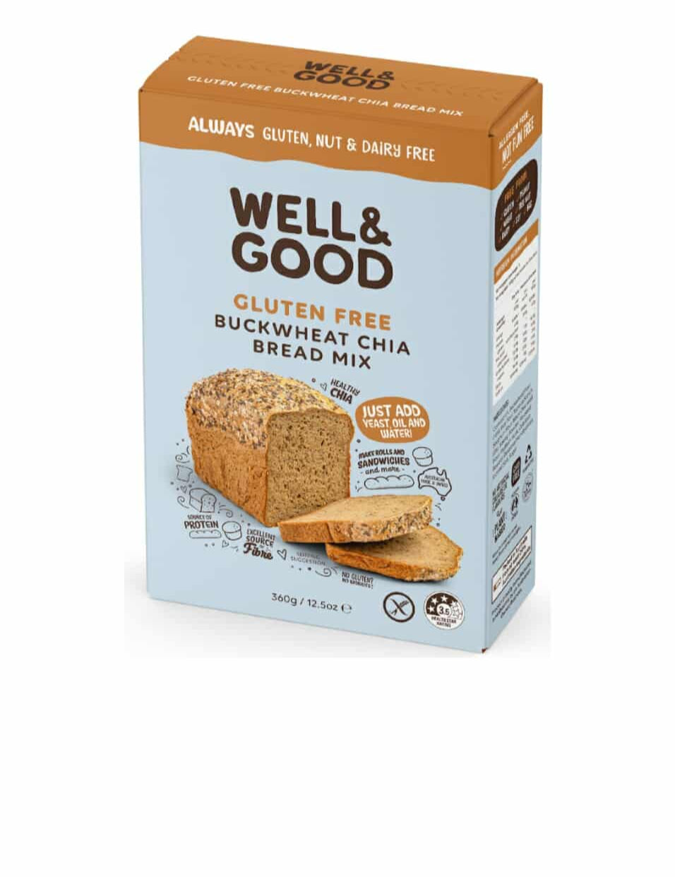 Well & Good Buckwheat Chia Bread Mix 360g