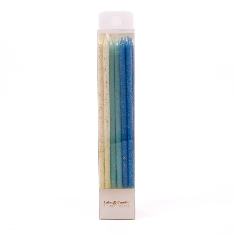 Cake & Candle Blue Glitter Cake Candles (Pack of 12).