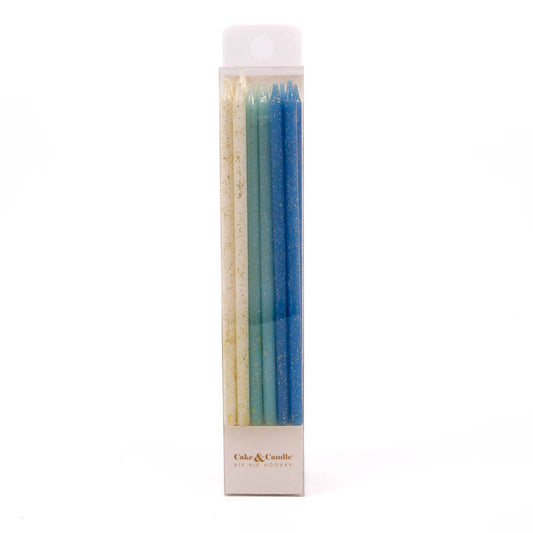 Cake & Candle Blue Glitter Cake Candles (Pack of 12).