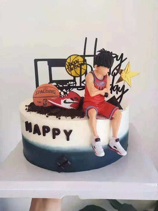 Basketball Player Sitting Figurine - Black Hair