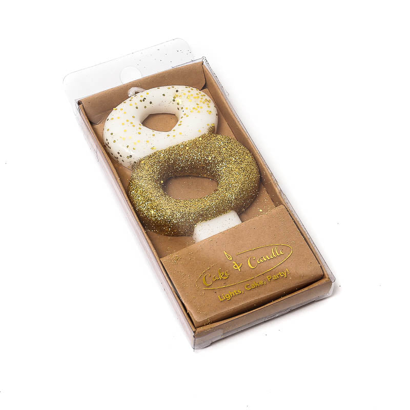 Gold Glitter Dipped Candle - Number 8