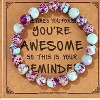 Natural Stone Beaded Bracelet- Assorted Colours