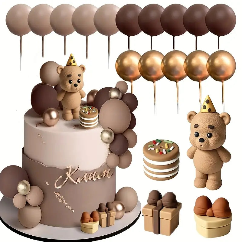 19PC Brown Bear Cake Decorating Kit