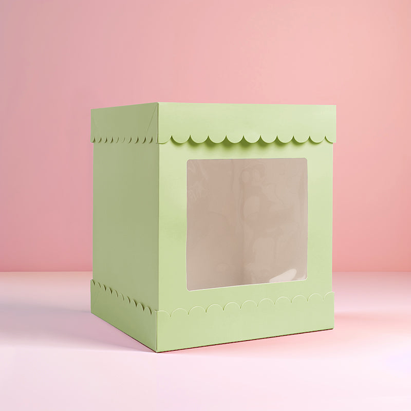 10" X 10" X 12" Scalloped Cake Box - Assorted Colours