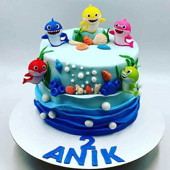 8PK Little Shark Cake Toppers