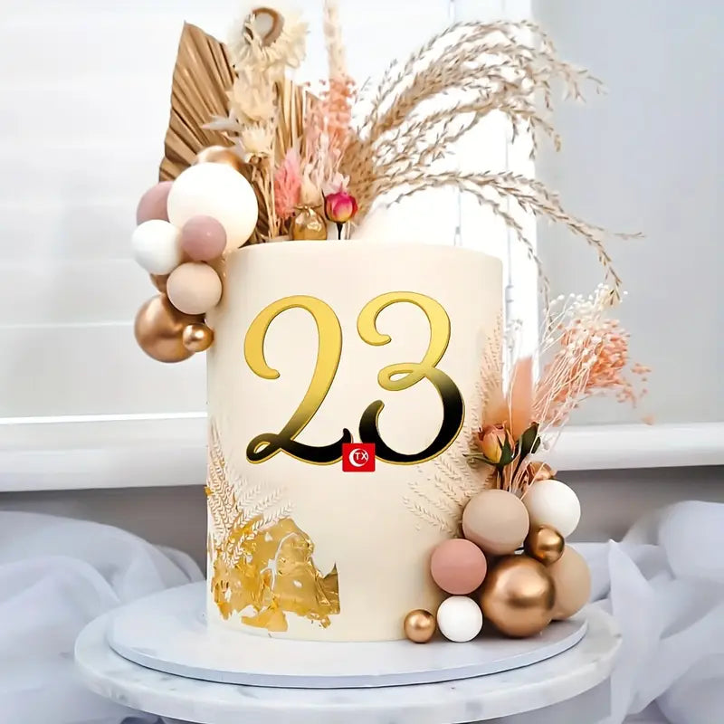 10PC Number Design Cake Fropper - Gold