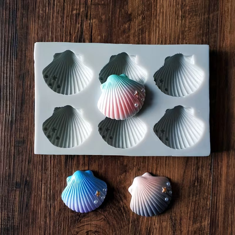 Silicone Mould - 6PC Clam Shell - S681