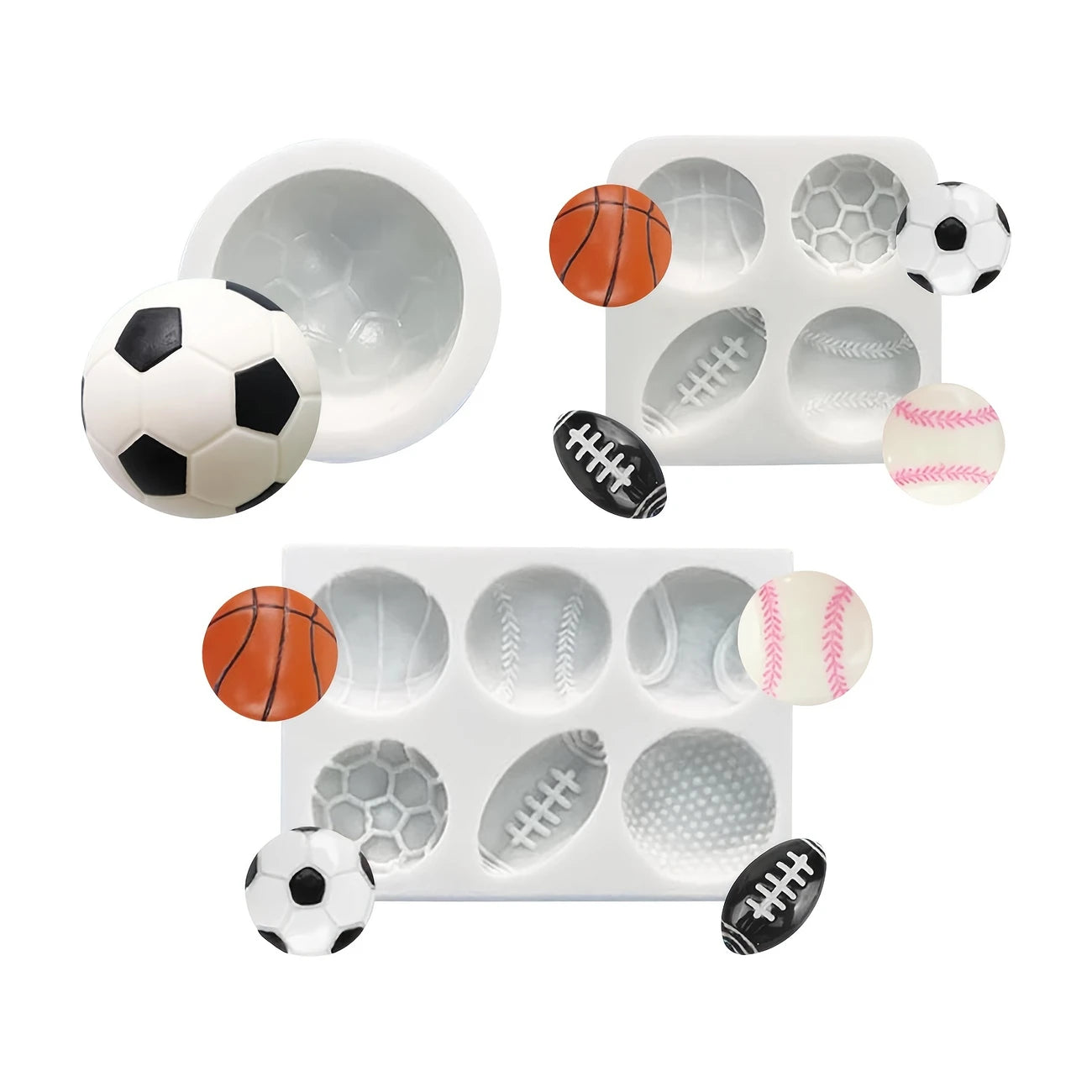 Silicone Mould - 6PC Sports Ball Set V1 - S514