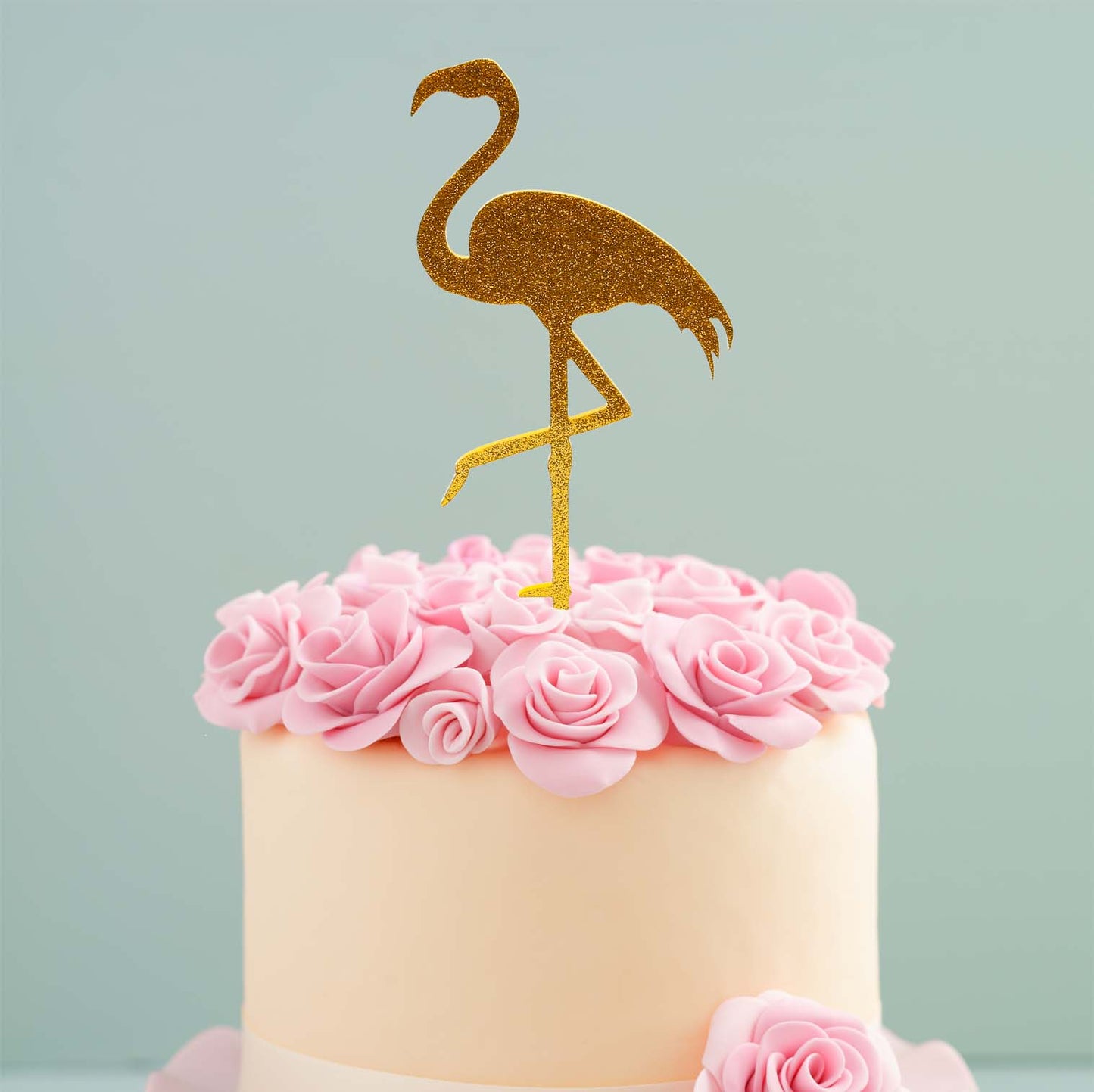 Flamingo Acrylic Cake Topper - Gold.