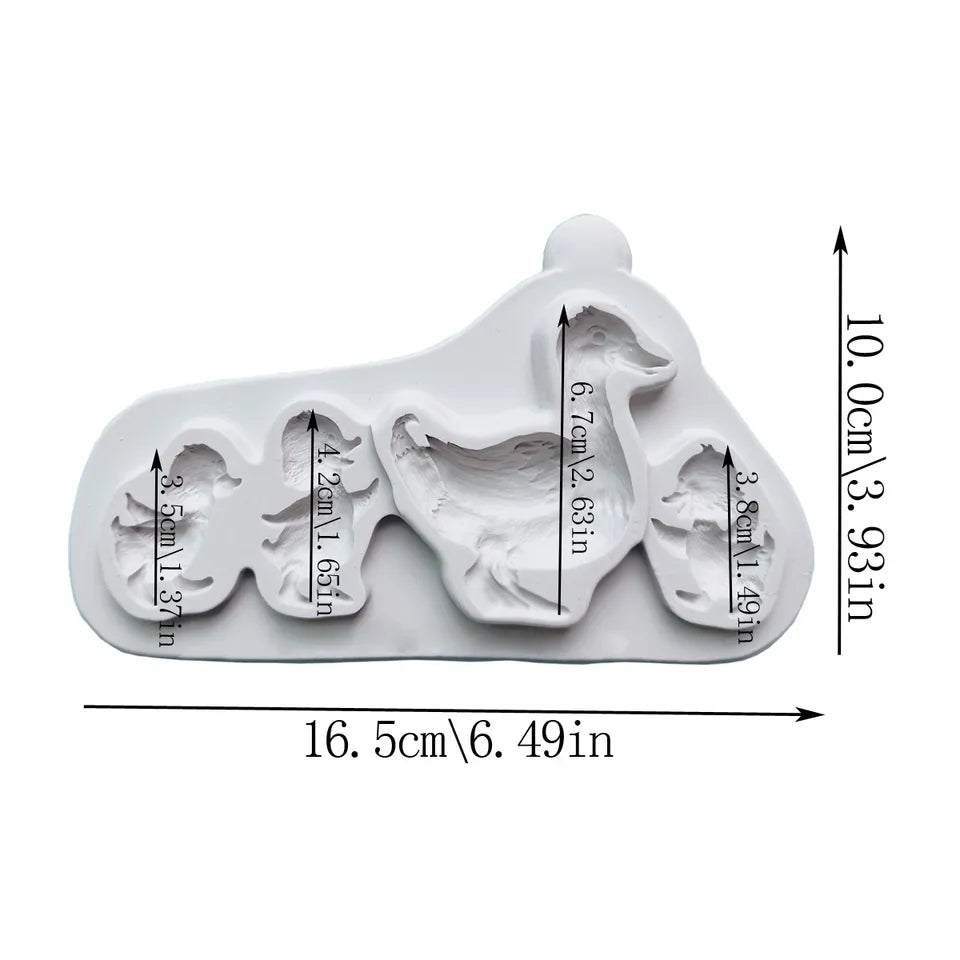Silicone Mould - Mother Duck & Ducklings/ Goose Silicone Mould - S293