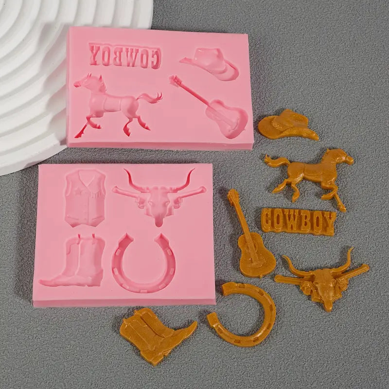 Silicone Mould - Mini Cowboy Set 2PC - S600