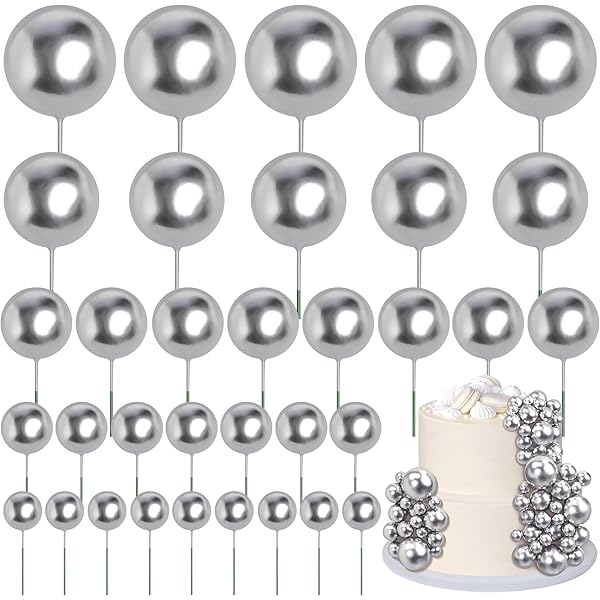5PC Ball Topper - Silver - Assorted Sizes.