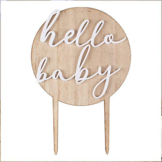 Hello Baby Wood and Acrylic Cake Topper.