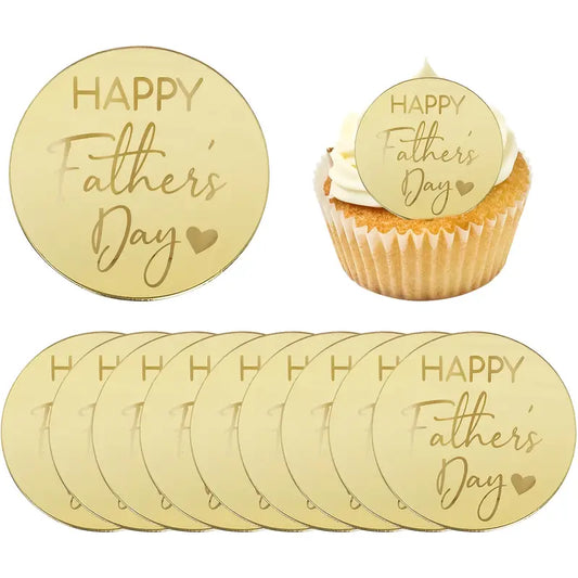 Happy Fathers Day Acrylic Round Plaque - Gold