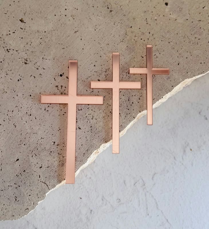 Skysies - Acrylic Rose Gold Cross - Medium - Thick