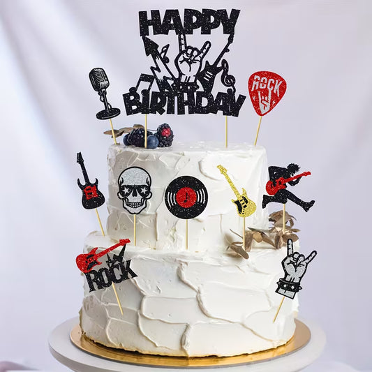 10pc Rock And Roll Cake Topper Set