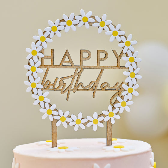 Ditsy Daisy Wooden Cake Topper.