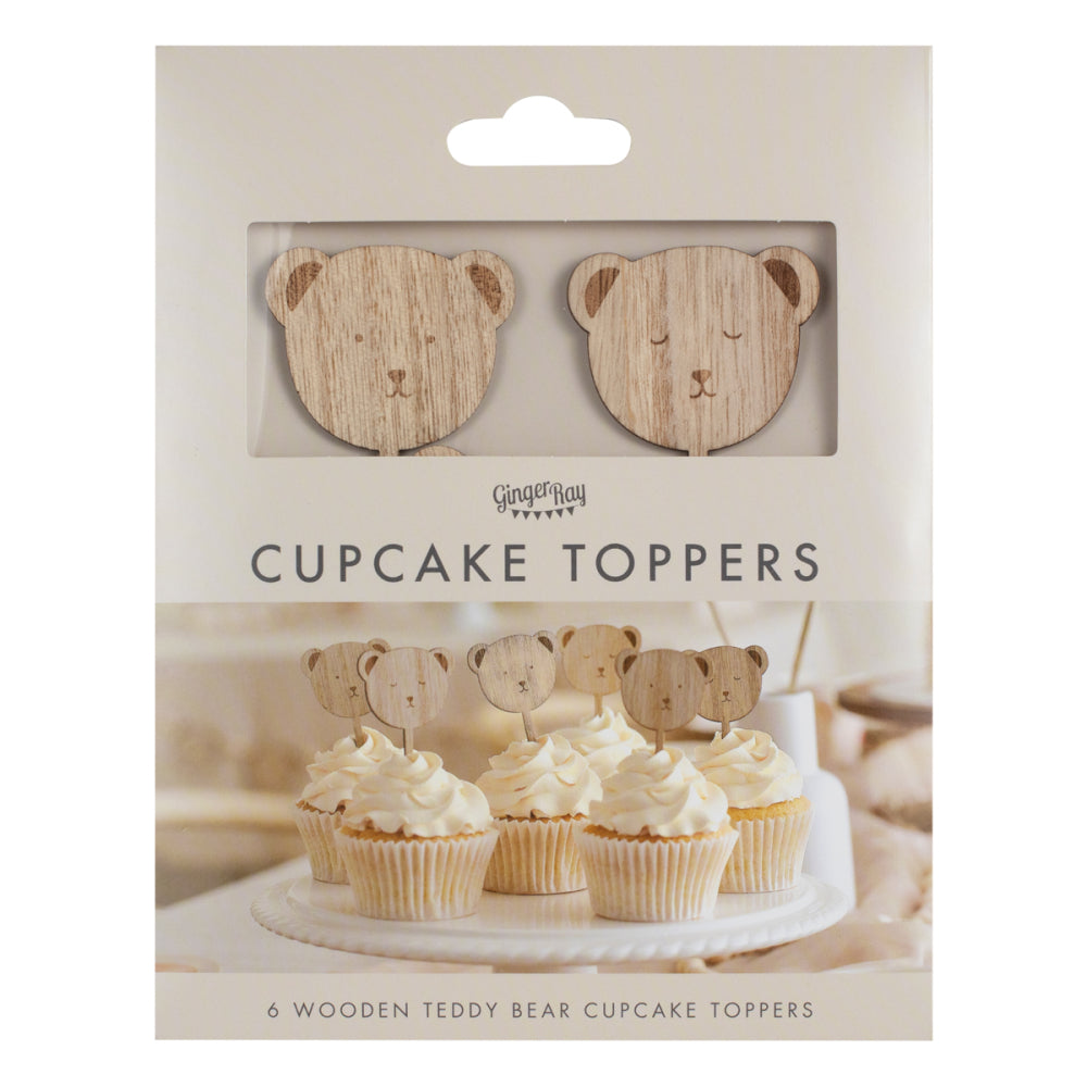 Teddy Bear Cupcake Toppers with wooden pick