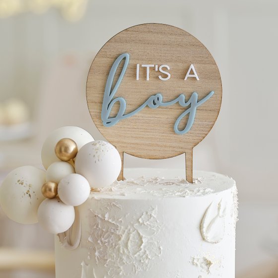 Teddy Bear It's a Boy Wooden Cake Topper.