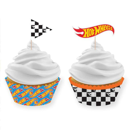 Hot Wheels Cupcake Cases & Pick Set FSC.