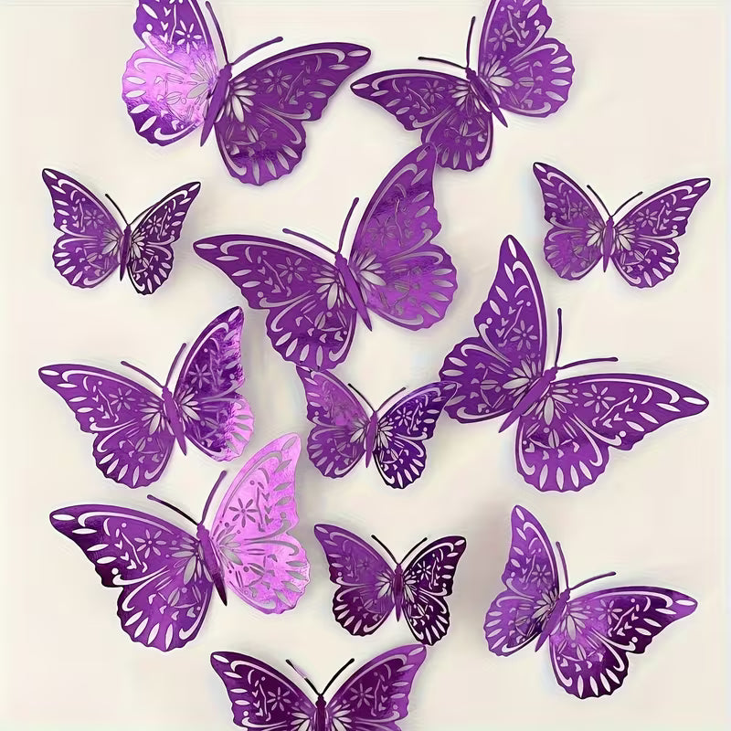 3D Butterfly Decoration 12Pk - Assorted Colours