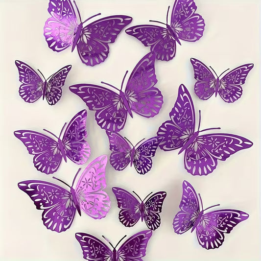 3D Butterfly Decoration 12Pk - Assorted Colours