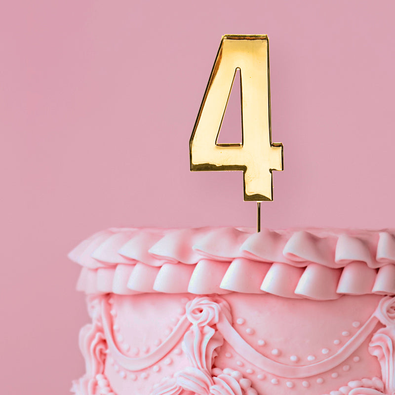Metal Gold Number Cake Topper Bold - 4