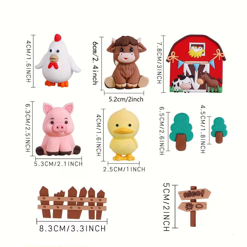 9PC Farm Animal Figurine Set V2
