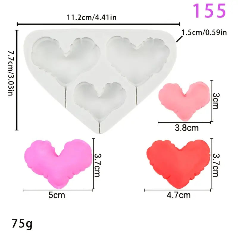 Silicone Mould - Balloon Set Hearts S596